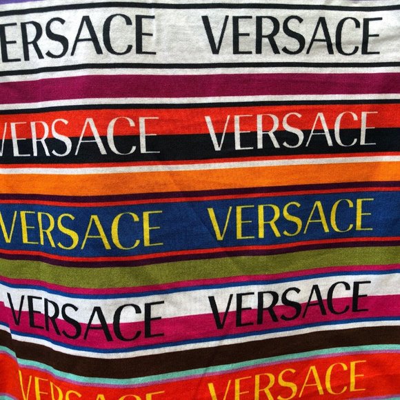 Authentic Versace Multicolor Logo T-Shirt Designer 42 MSRP $695 NEW w/ TAGS - Picture 5 of 10